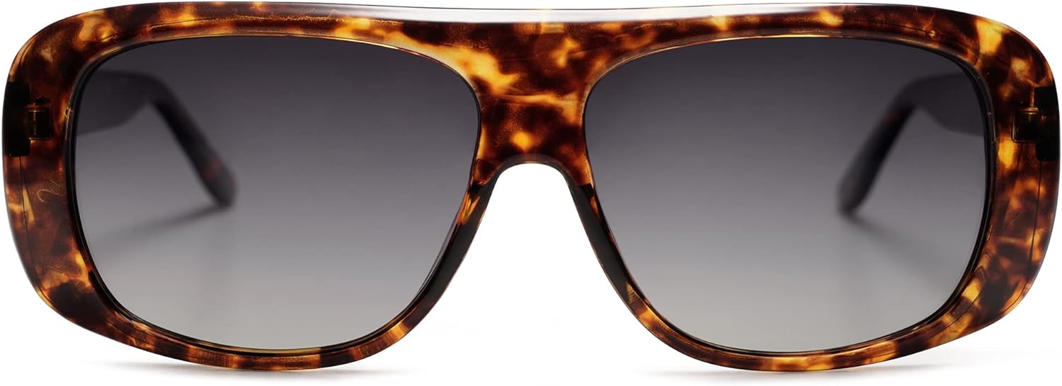 SOJOS Retro Oversized Square Polarized Sunglasses Womens Men Vintage Shades Large Sun Glasses Bold Designer Sunnies SJ2243Brown Tortoise