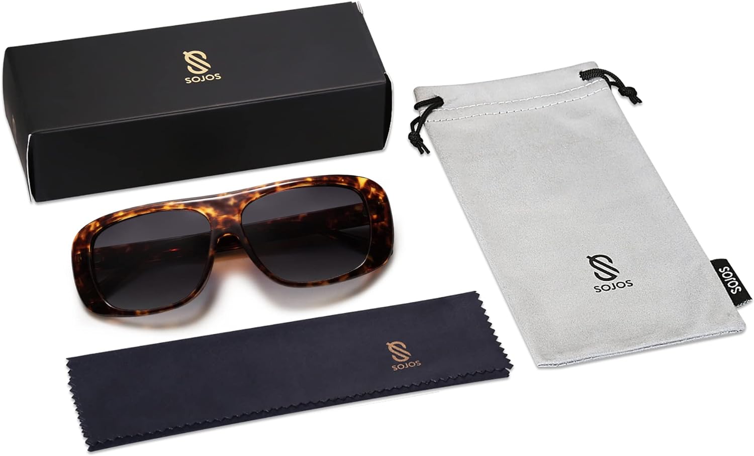SOJOS Retro Oversized Square Polarized Sunglasses Womens Men Vintage Shades Large Sun Glasses Bold Designer Sunnies SJ2243Brown Tortoise