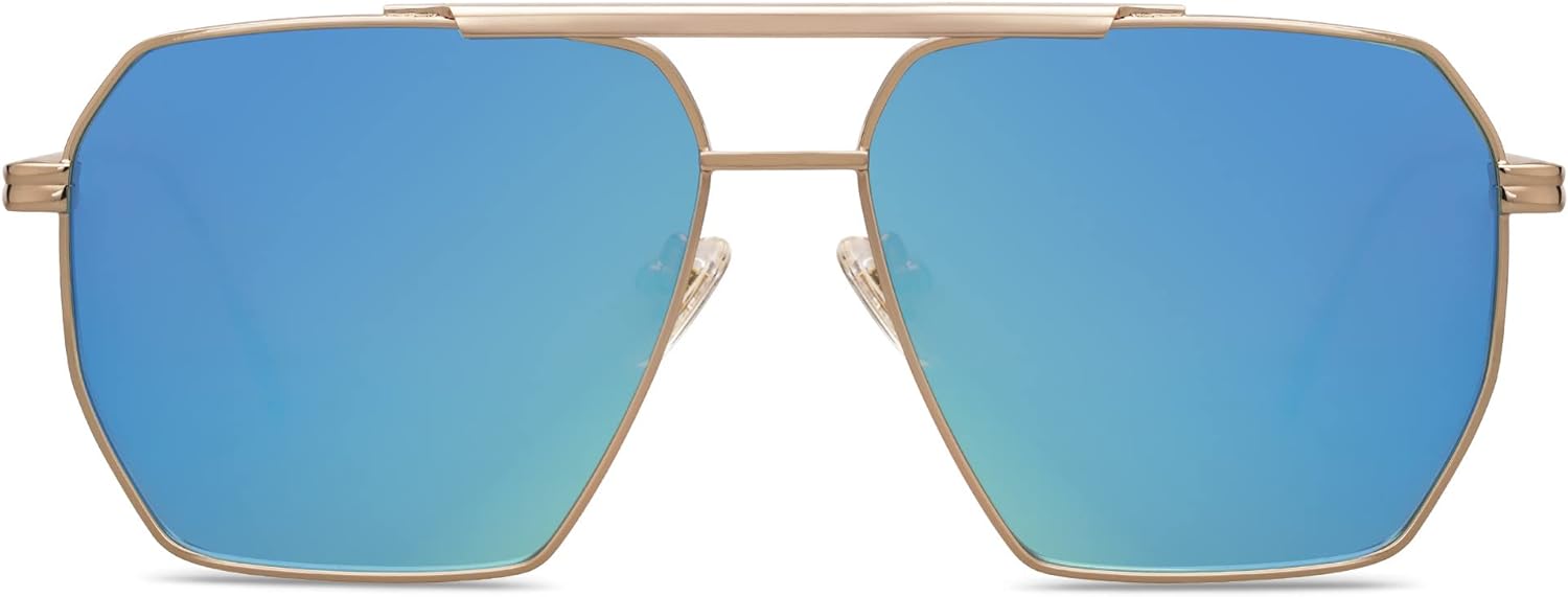 SOJOS Retro Oversized Square Polarized Sunglasses for Women and Men Vintage Shades UV400 Classic Large Metal Sun GlassesK Gold