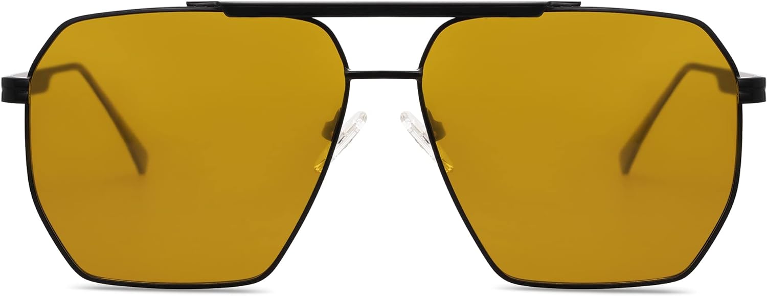 SOJOS Retro Oversized Square Polarized Sunglasses for Women and Men Vintage Shades UV400 Classic Large Metal Sun GlassesMatt Black