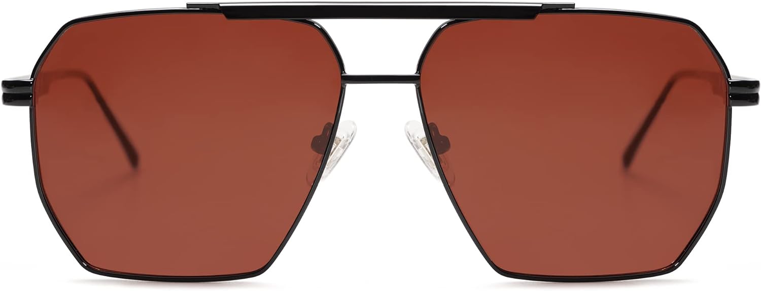 SOJOS Retro Oversized Square Polarized Sunglasses for Women and Men Vintage Shades UV400 Classic Large Metal Sun GlassesMatte Black