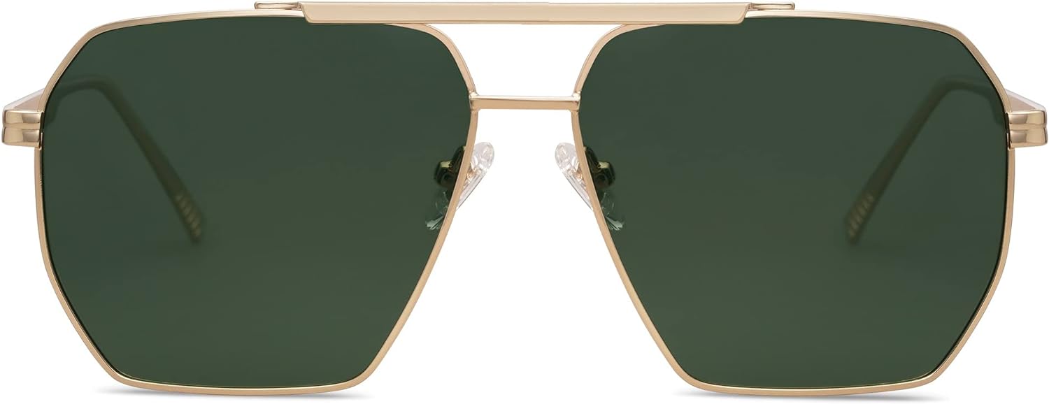 SOJOS Retro Oversized Square Polarized Sunglasses for Women and Men Vintage Shades UV400 Classic Large Metal Sun GlassesSgold