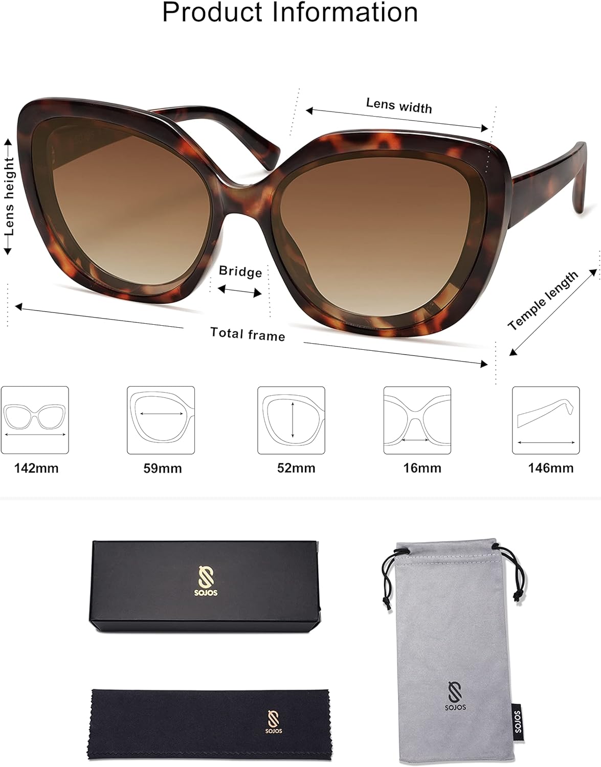 SOJOS Retro Oversized Square Sunglasses Womens Vintage Shades Large Sun Glasses Trendy Bold Designer Sunnies SJ2256Brown TortoiseBrown
