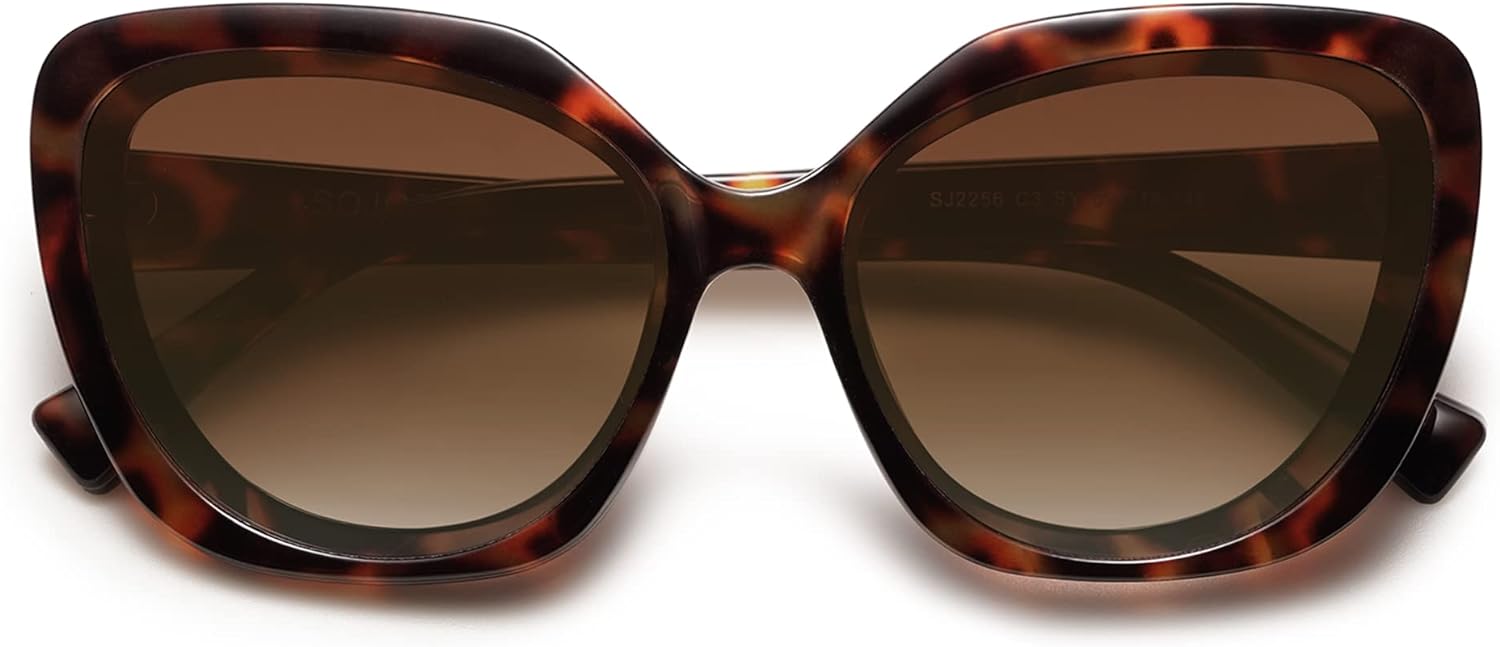 SOJOS Retro Oversized Square Sunglasses Womens Vintage Shades Large Sun Glasses Trendy Bold Designer Sunnies SJ2256Brown TortoiseBrown