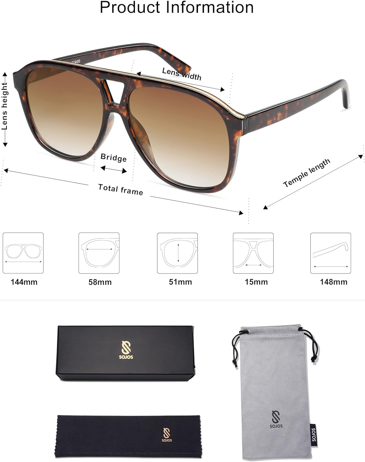 SOJOS Retro Trendy Aviator Sunglasses for Women Men Classic Vintage UV400 Aviators SJ2315Brown TortoiseGradient Brown