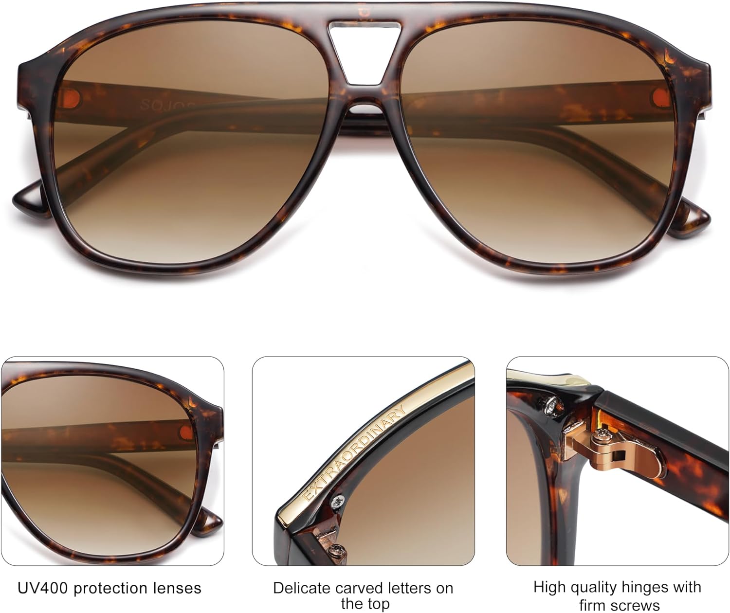 SOJOS Retro Trendy Aviator Sunglasses for Women Men Classic Vintage UV400 Aviators SJ2315Brown TortoiseGradient Brown