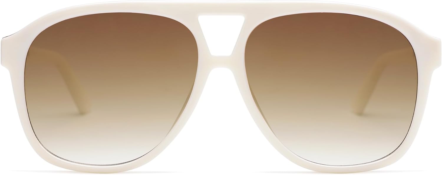 SOJOS Retro Trendy Aviator Sunglasses for Women Men Classic Vintage UV400 Aviators SJ2315WhiteGradient Brown