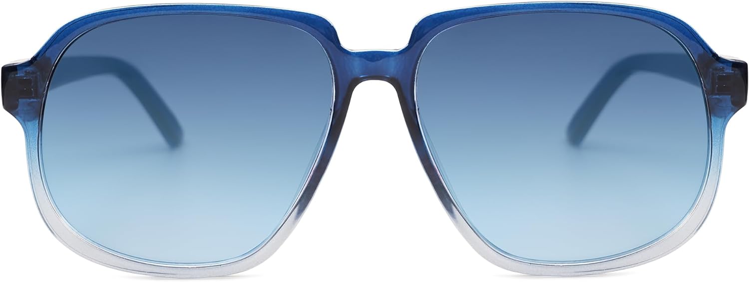 SOJOS Retro Vintage Square Polarized Sunglasses for Women Men 70s Stylish Oversized Sunnies SJ2272BlueBlue
