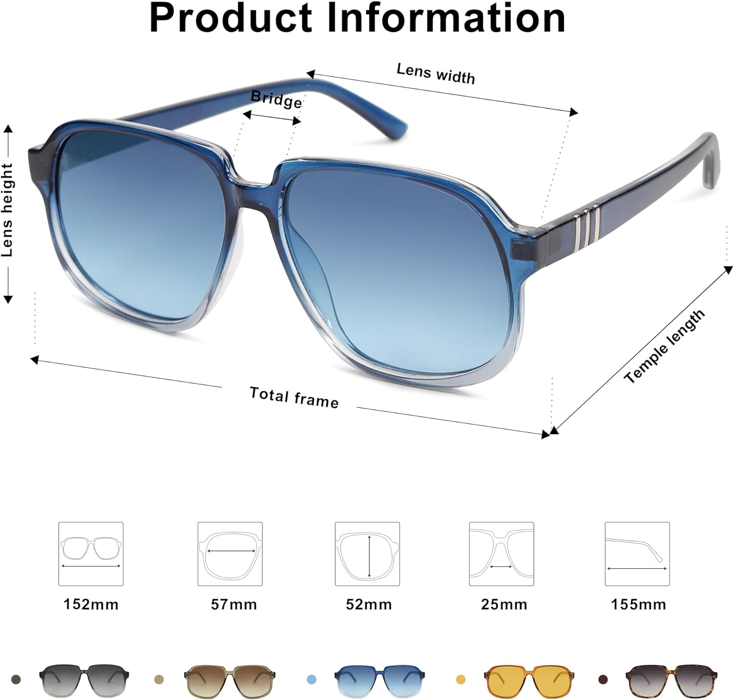 SOJOS Retro Vintage Square Polarized Sunglasses for Women Men 70s Stylish Oversized Sunnies SJ2272BlueBlue