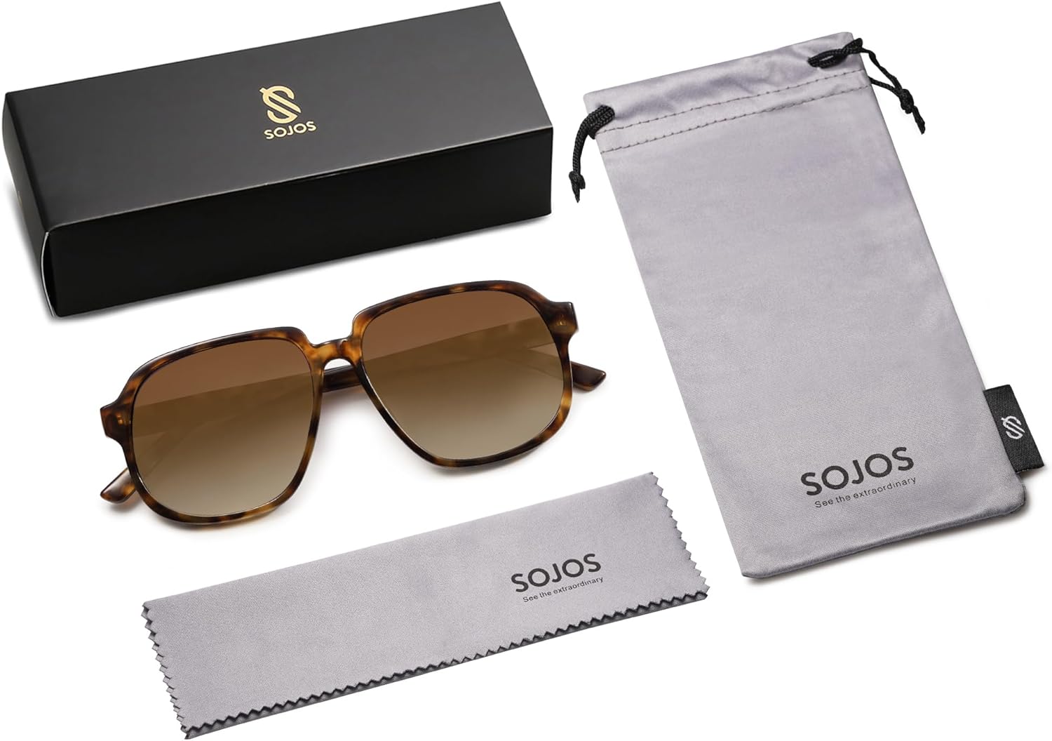 SOJOS Retro Vintage Square Polarized Sunglasses for Women Men 70s Stylish Oversized Sunnies SJ2272Brown TortoiseBrown