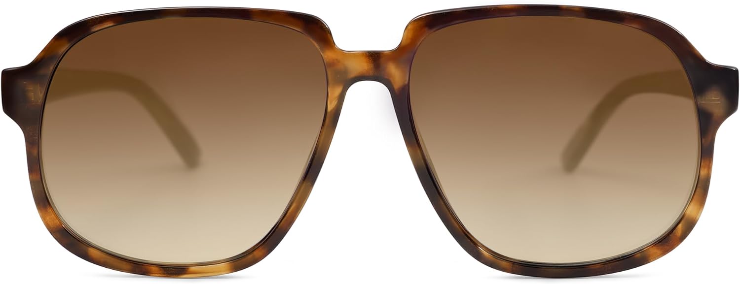 SOJOS Retro Vintage Square Polarized Sunglasses for Women Men 70s Stylish Oversized Sunnies SJ2272Brown TortoiseBrown