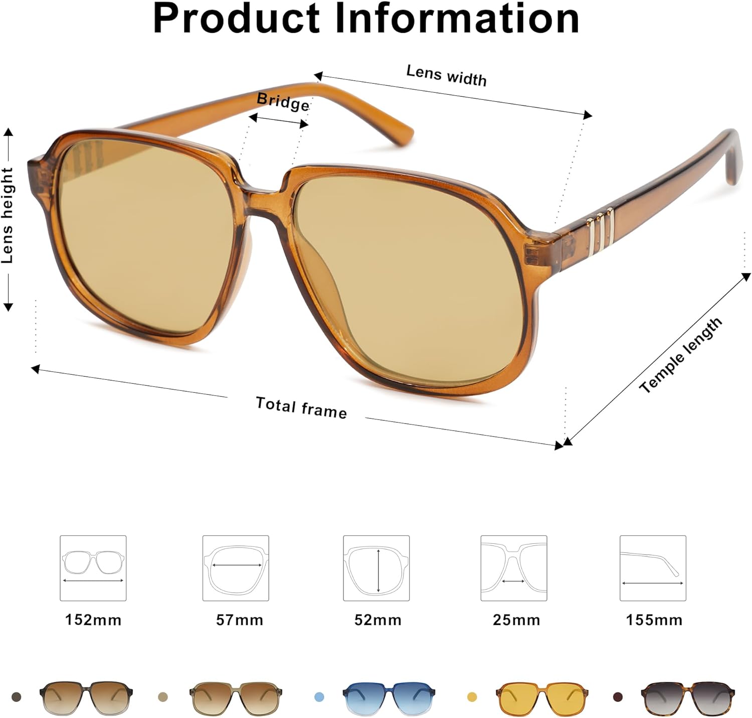 SOJOS Retro Vintage Square Polarized Sunglasses for Women Men 70s Stylish Oversized Sunnies SJ2272BrownBrown