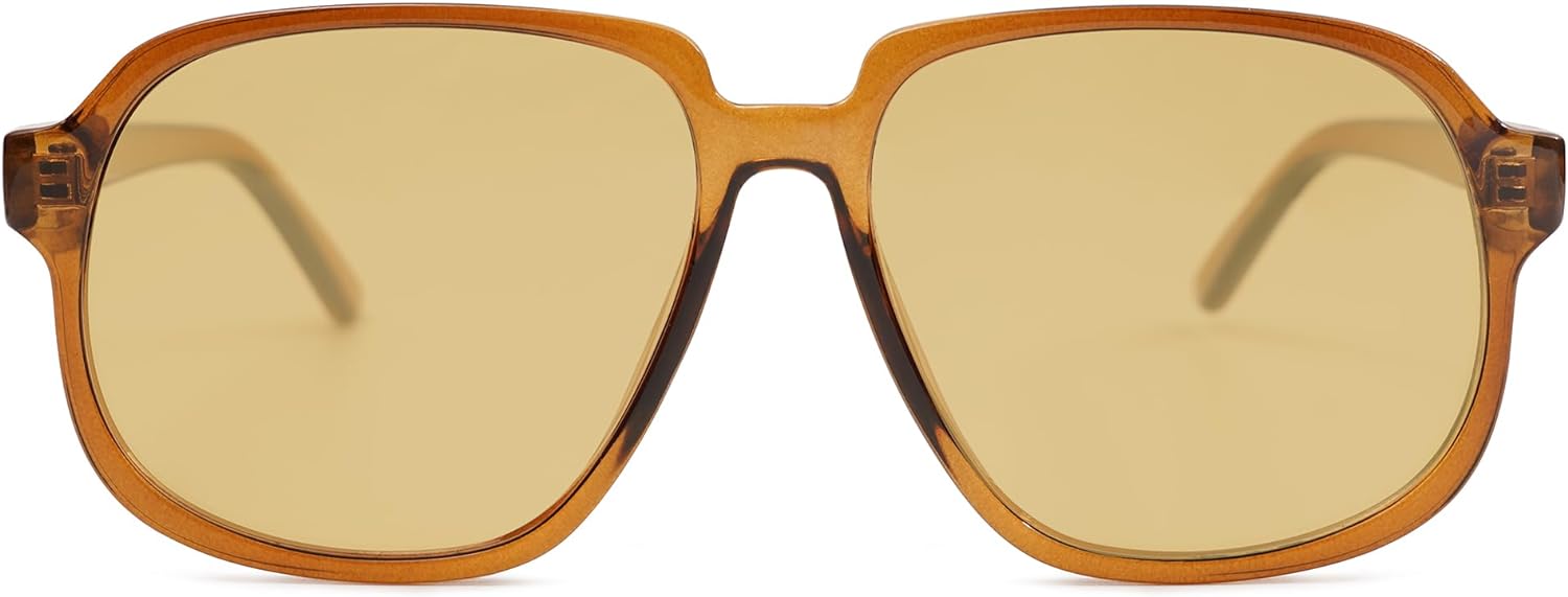 SOJOS Retro Vintage Square Polarized Sunglasses for Women Men 70s Stylish Oversized Sunnies SJ2272BrownBrown