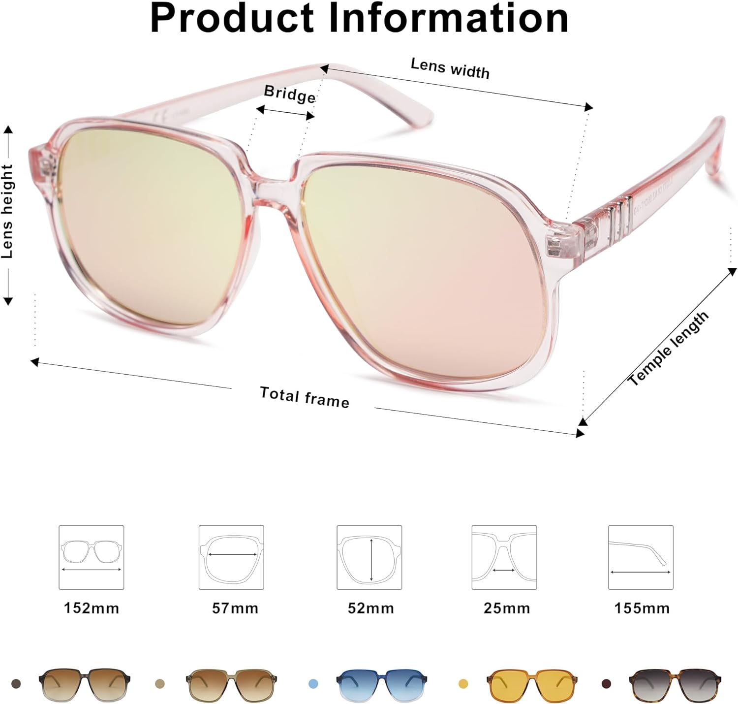 SOJOS Retro Vintage Square Polarized Sunglasses for Women Men 70s Stylish Oversized Sunnies SJ2272PinkPink Mirrored
