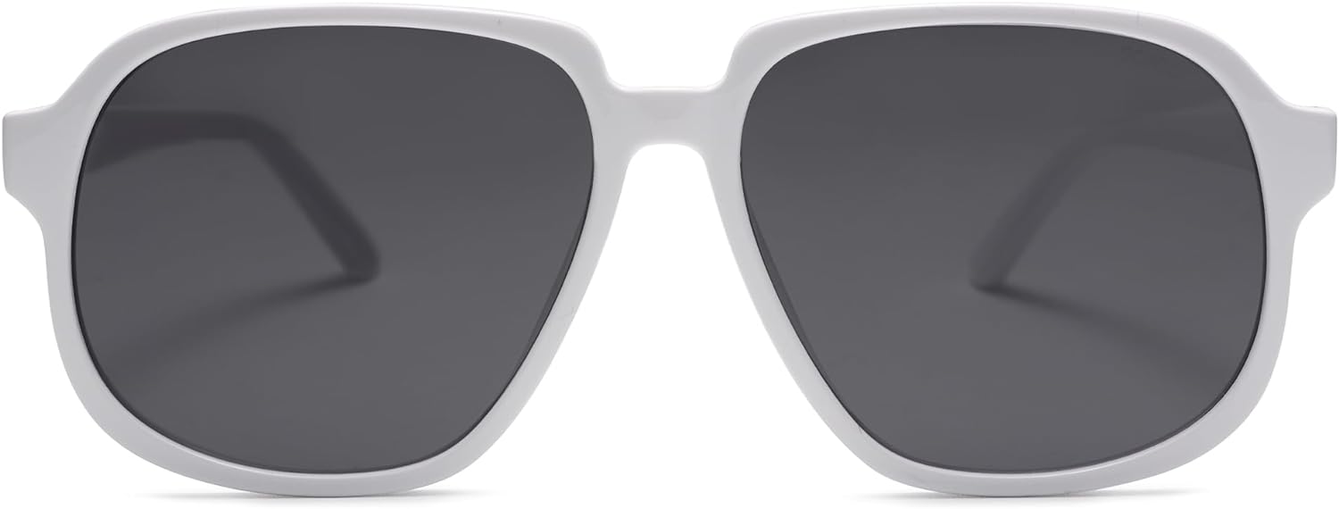 SOJOS Retro Vintage Square Polarized Sunglasses for Women Men 70s Stylish Oversized Sunnies SJ2272WhiteGrey