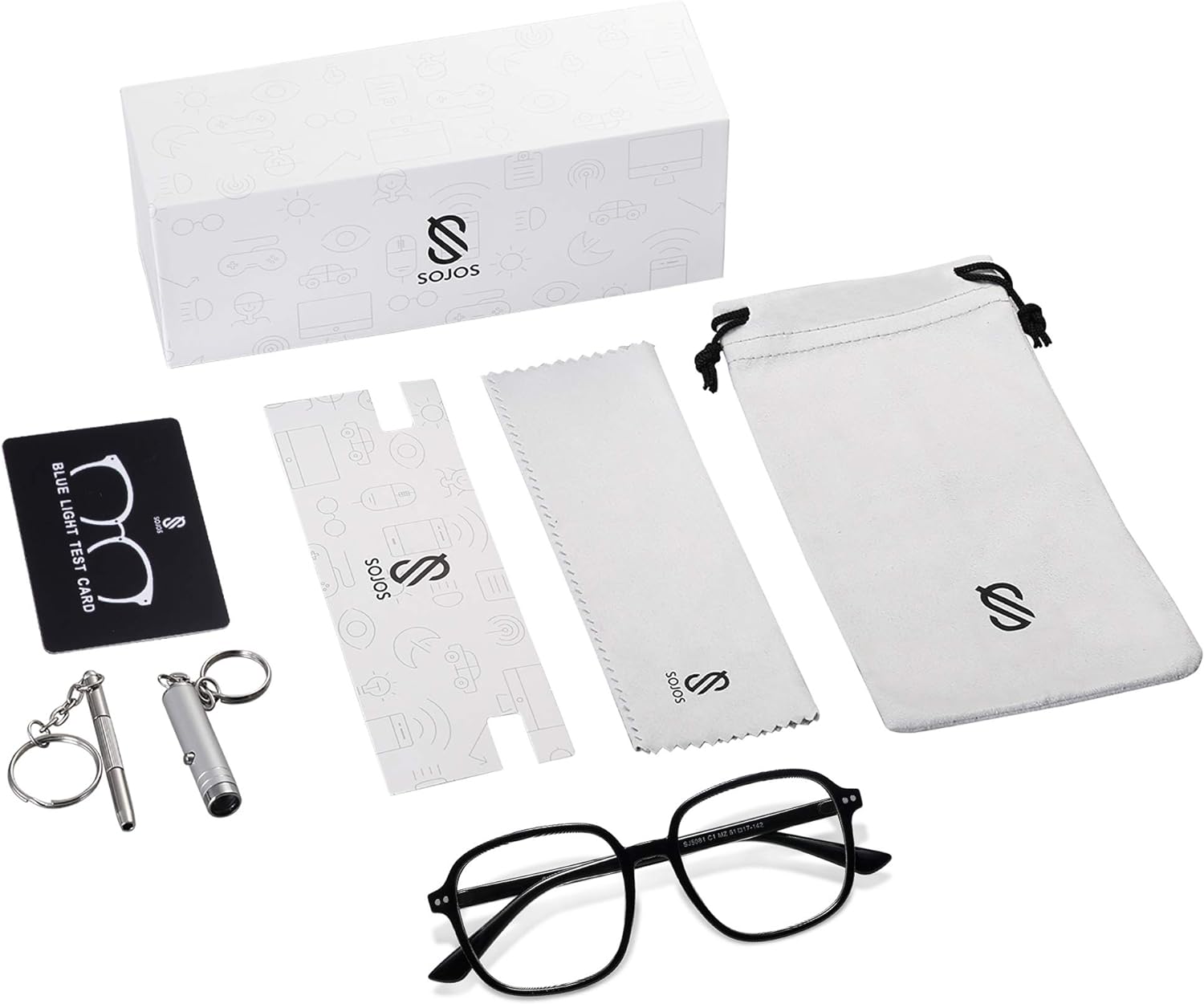 SOJOS Square Blue Light Blocking Glasses Oversized for Women TR90 Frame Filter SJ5081C1 Black Frame AntiBlue Light Lens