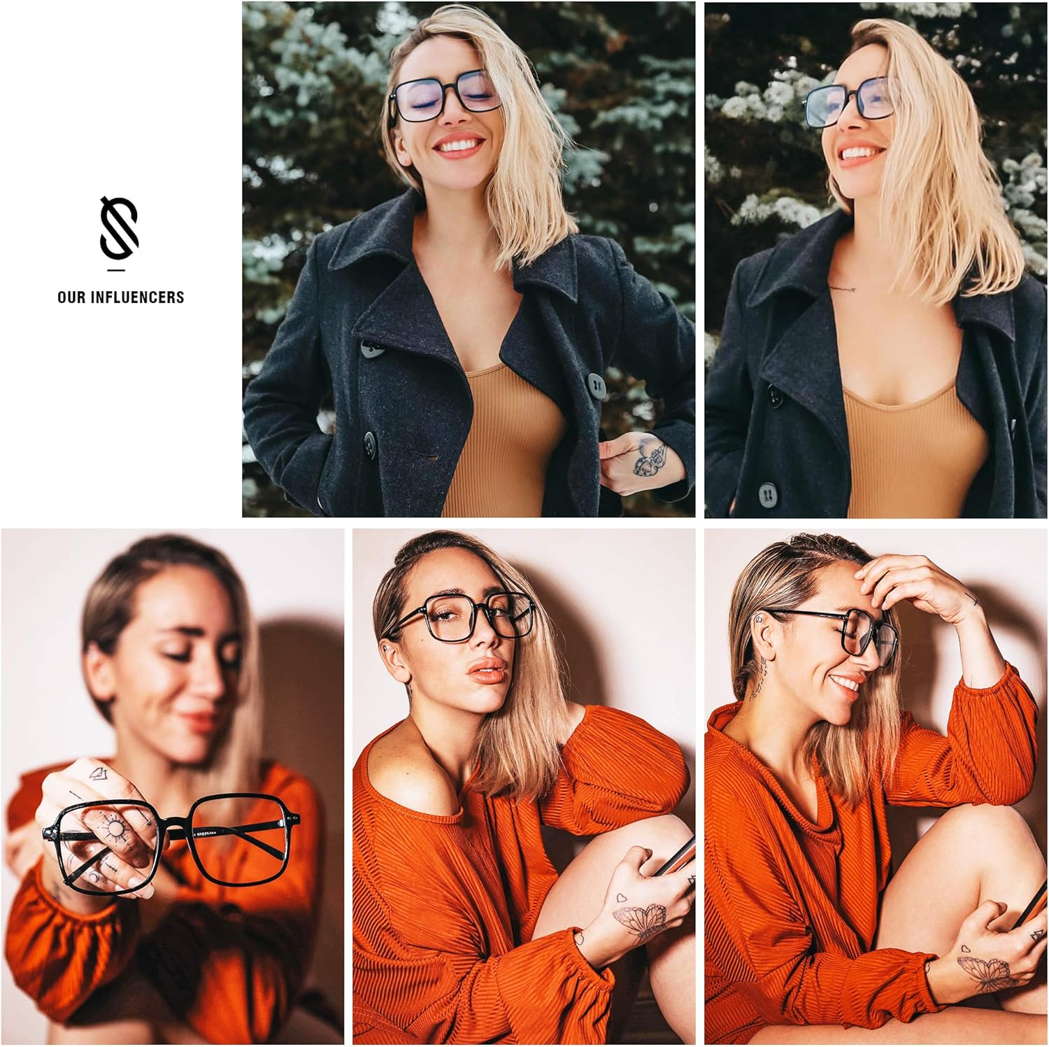 SOJOS Square Blue Light Blocking Glasses Oversized for Women TR90 Frame Filter SJ5081C1 Black Frame AntiBlue Light Lens
