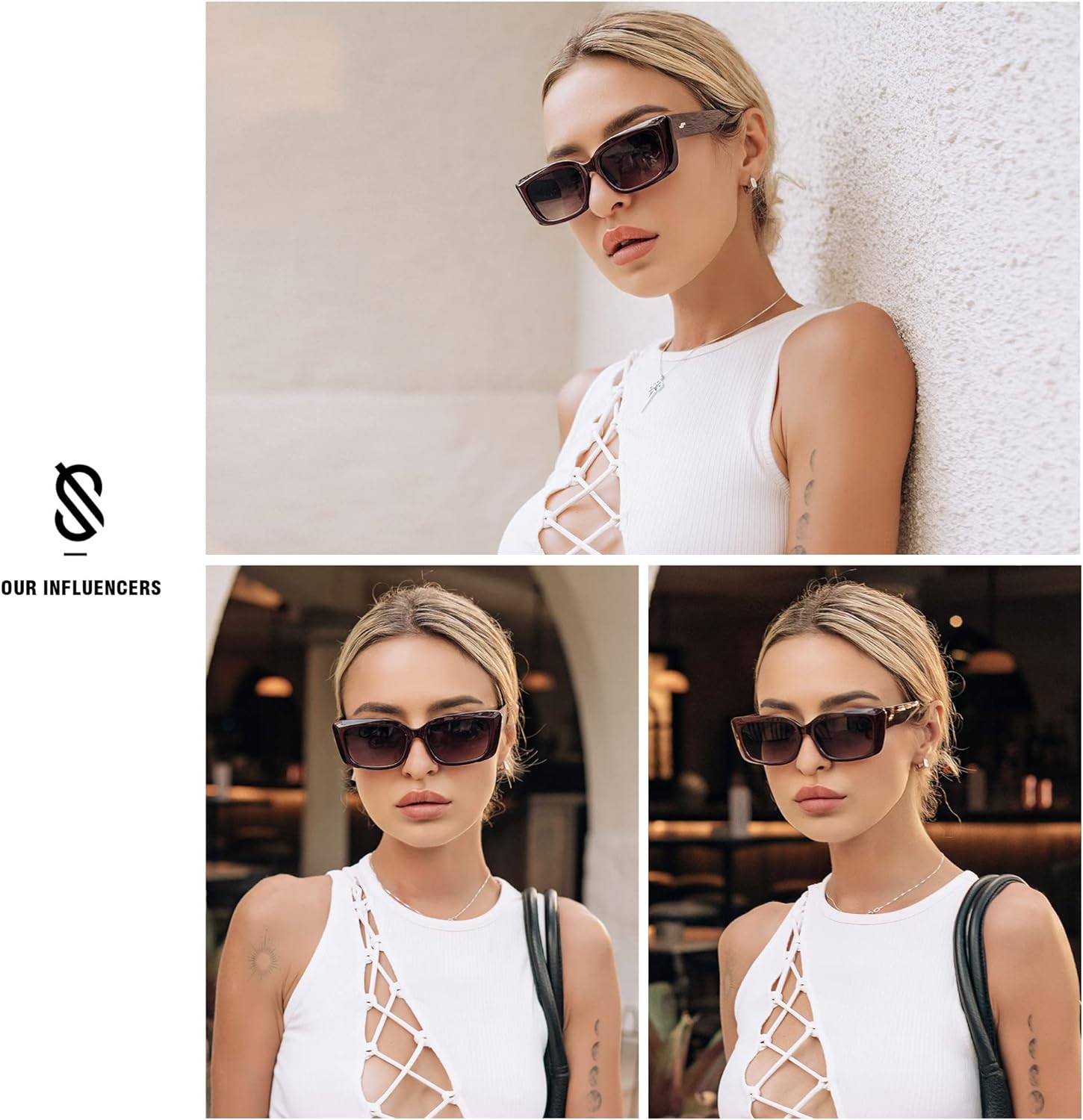 SOJOS Trendy Rectangular Sunglasses Womens Face 90s Retro Shades Sunnies Gafas de sole Chunky Angular Cornor Frame SJ2238Multicolor