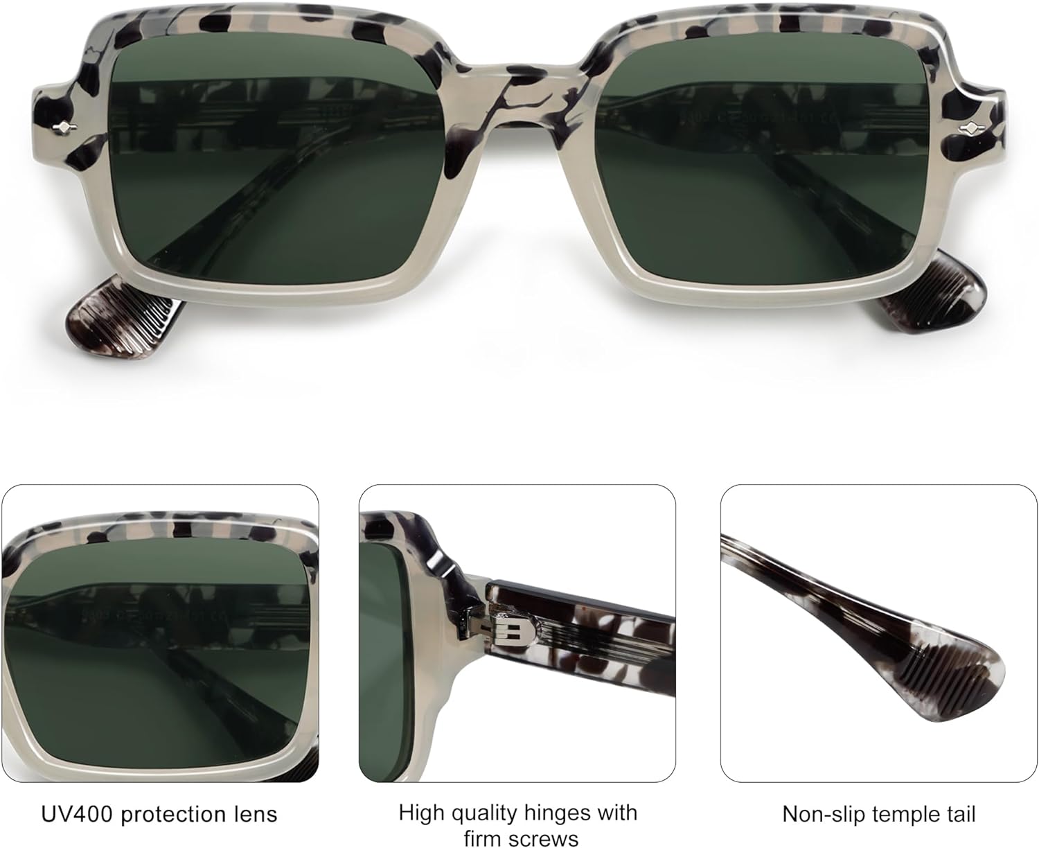 SOJOS Trendy Sunglasses for Women MenRetro Classic Vintage Stylish Cute Womens Rectangle Square Shades UV400 SJ2282Black White TortoiseSilver Mirror