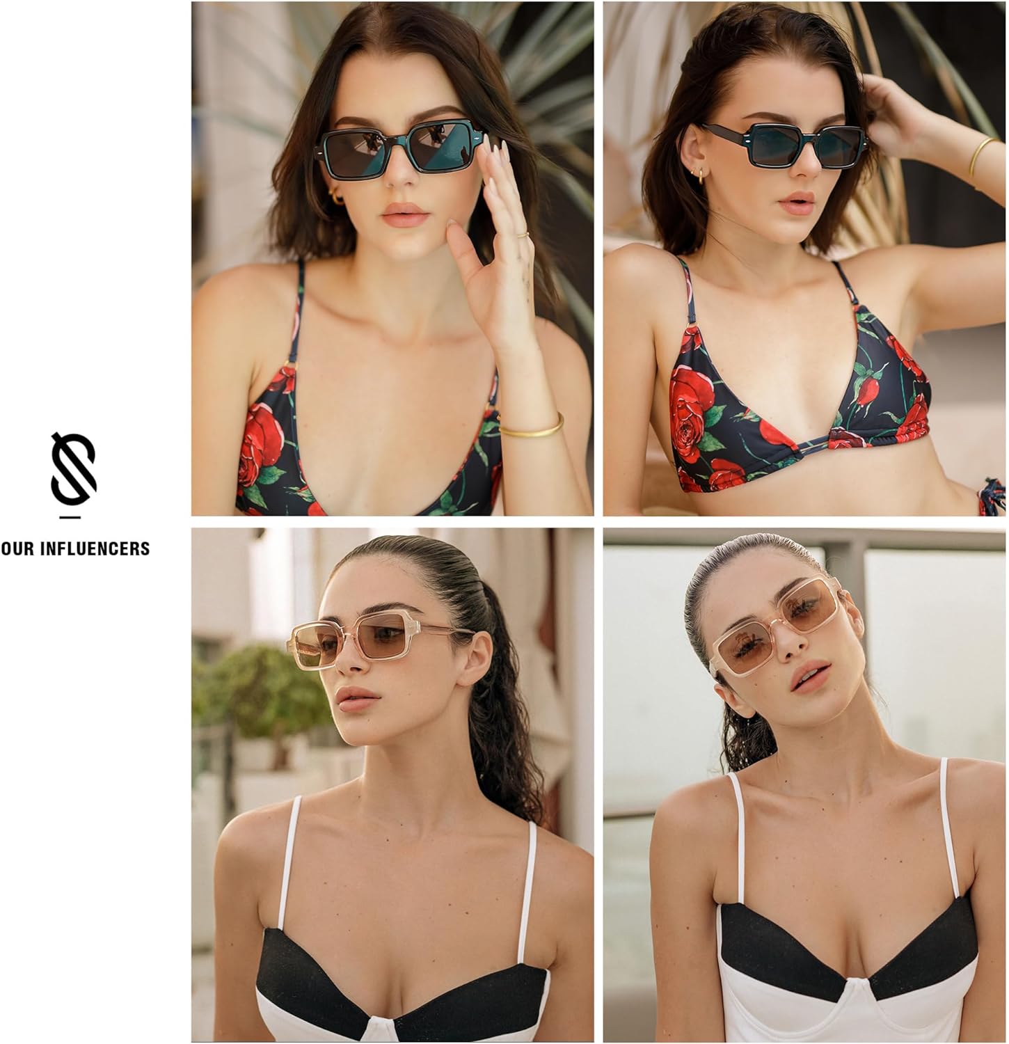 SOJOS Trendy Sunglasses for Women MenRetro Classic Vintage Stylish Cute Womens Rectangle Square Shades UV400 SJ2282Black White TortoiseSilver Mirror
