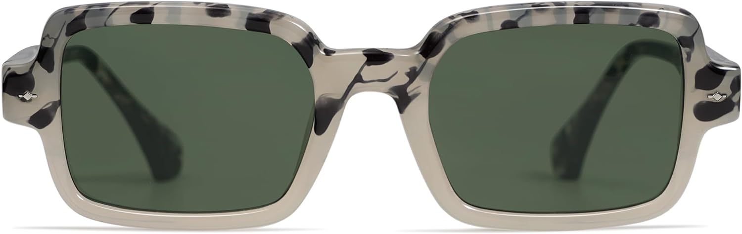 SOJOS Trendy Sunglasses for Women MenRetro Classic Vintage Stylish Cute Womens Rectangle Square Shades UV400 SJ2282Black White TortoiseSilver Mirror