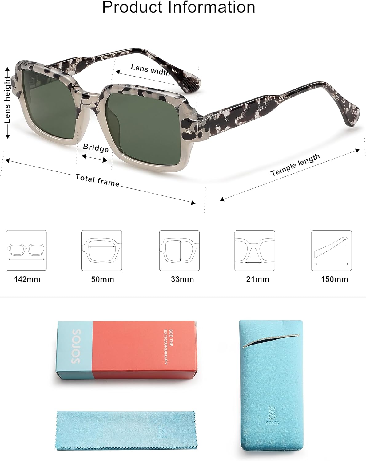 SOJOS Trendy Sunglasses for Women MenRetro Classic Vintage Stylish Cute Womens Rectangle Square Shades UV400 SJ2282Black White TortoiseSilver Mirror
