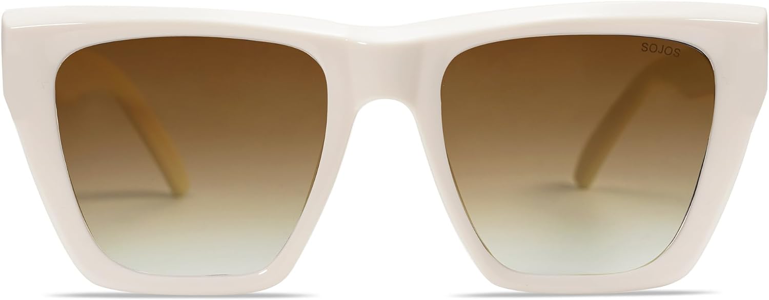 SOJOS Vintage Oversized Square Cat Eye Polarized Sunglasses for Women Trendy Fashion Cateye Style Sunglasses SJ2179Beige