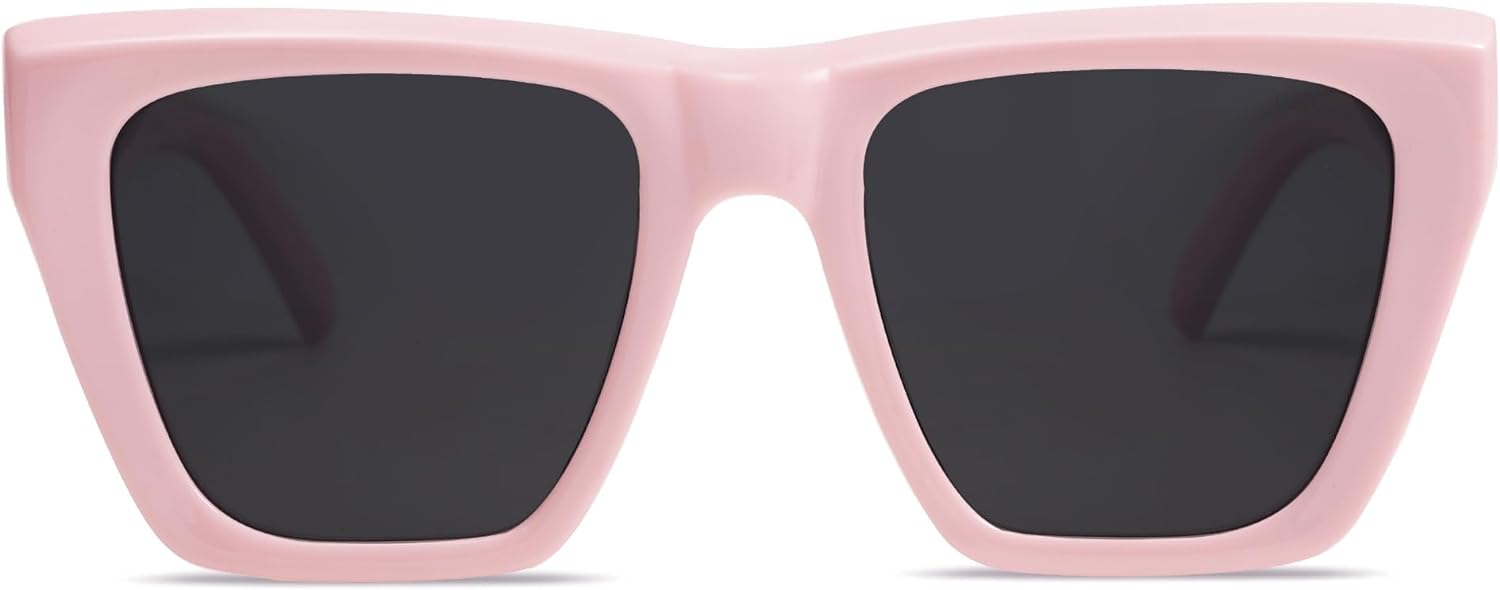 SOJOS Vintage Oversized Square Cat Eye Polarized Sunglasses for Women Trendy Fashion Cateye Style Sunglasses SJ2179Pink