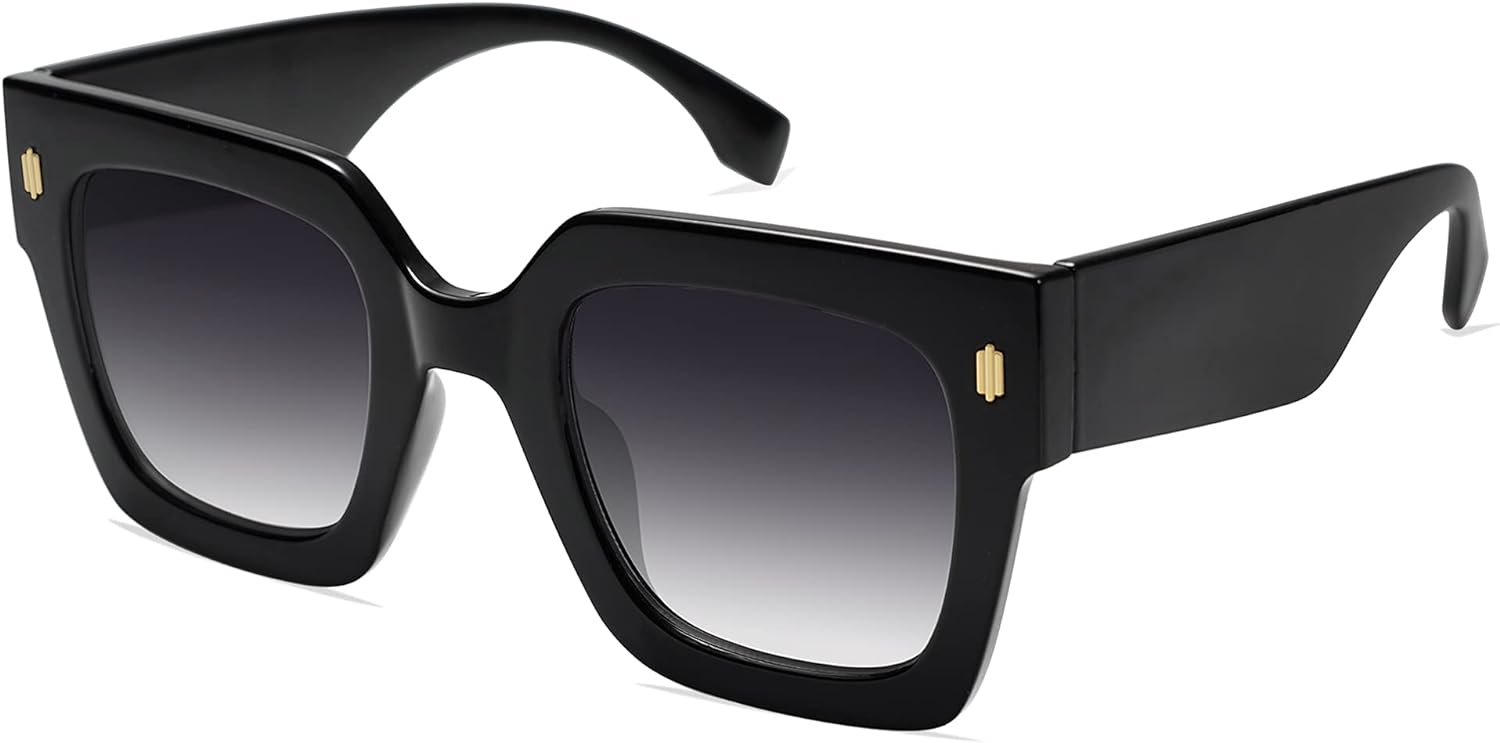 SOJOS Vintage Oversized Square Sunglasses for WomenRetro Womens Luxury Big Sun Glasses UV400 Protection SJ2194Black