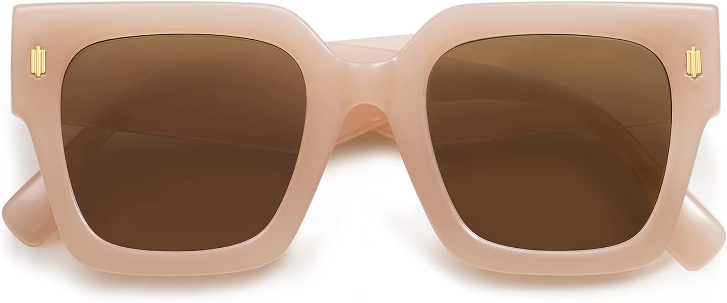 SOJOS Vintage Oversized Square Sunglasses for WomenRetro Womens Luxury Big Sun Glasses UV400 Protection SJ2194Cream Brown