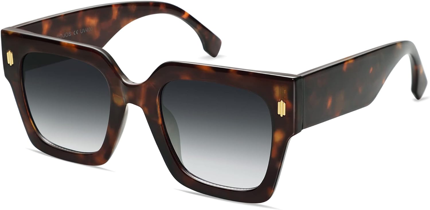 SOJOS Vintage Oversized Square Sunglasses for WomenRetro Womens Luxury Big Sun Glasses UV400 Protection SJ2194Leopard