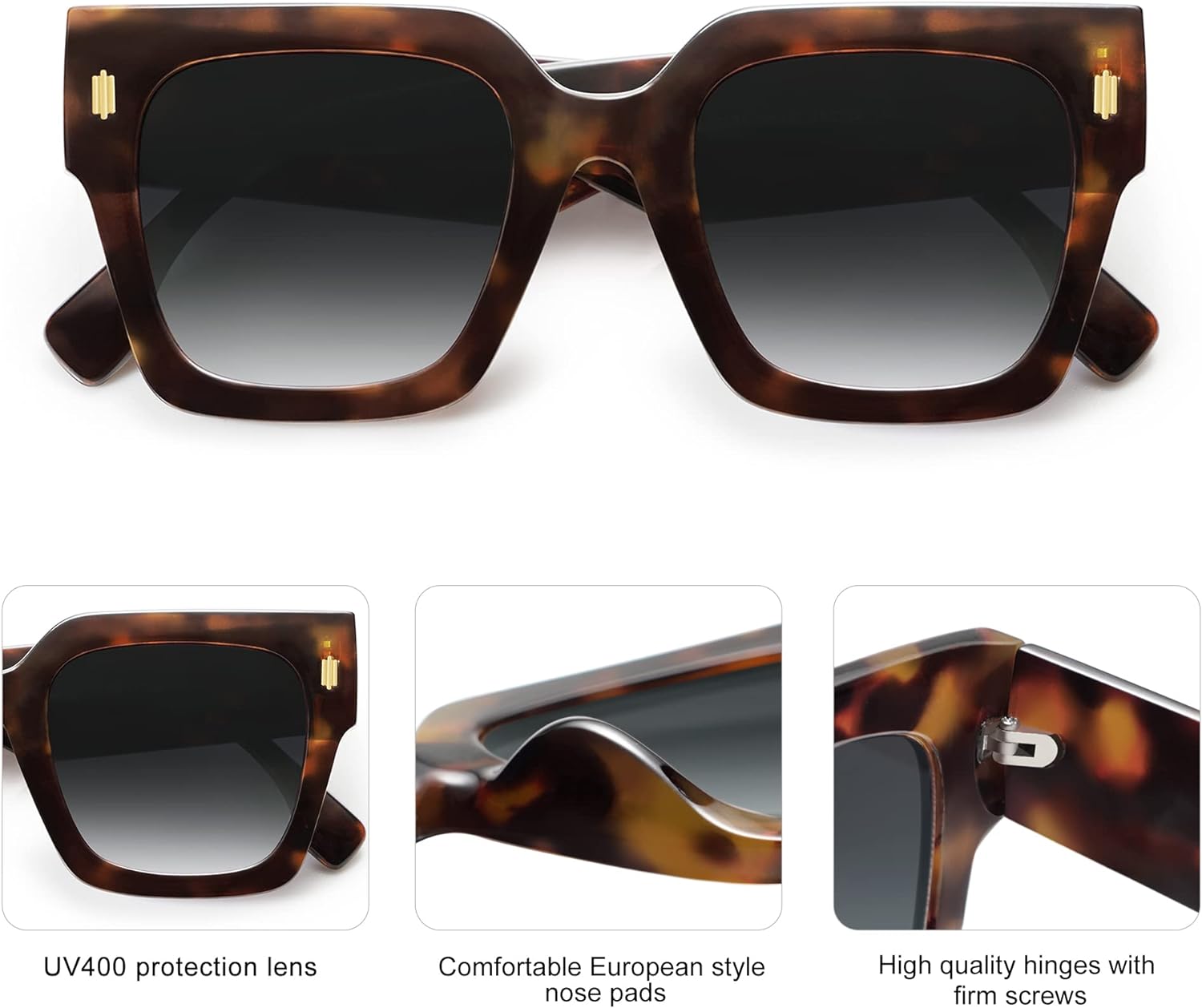SOJOS Vintage Oversized Square Sunglasses for WomenRetro Womens Luxury Big Sun Glasses UV400 Protection SJ2194Leopard