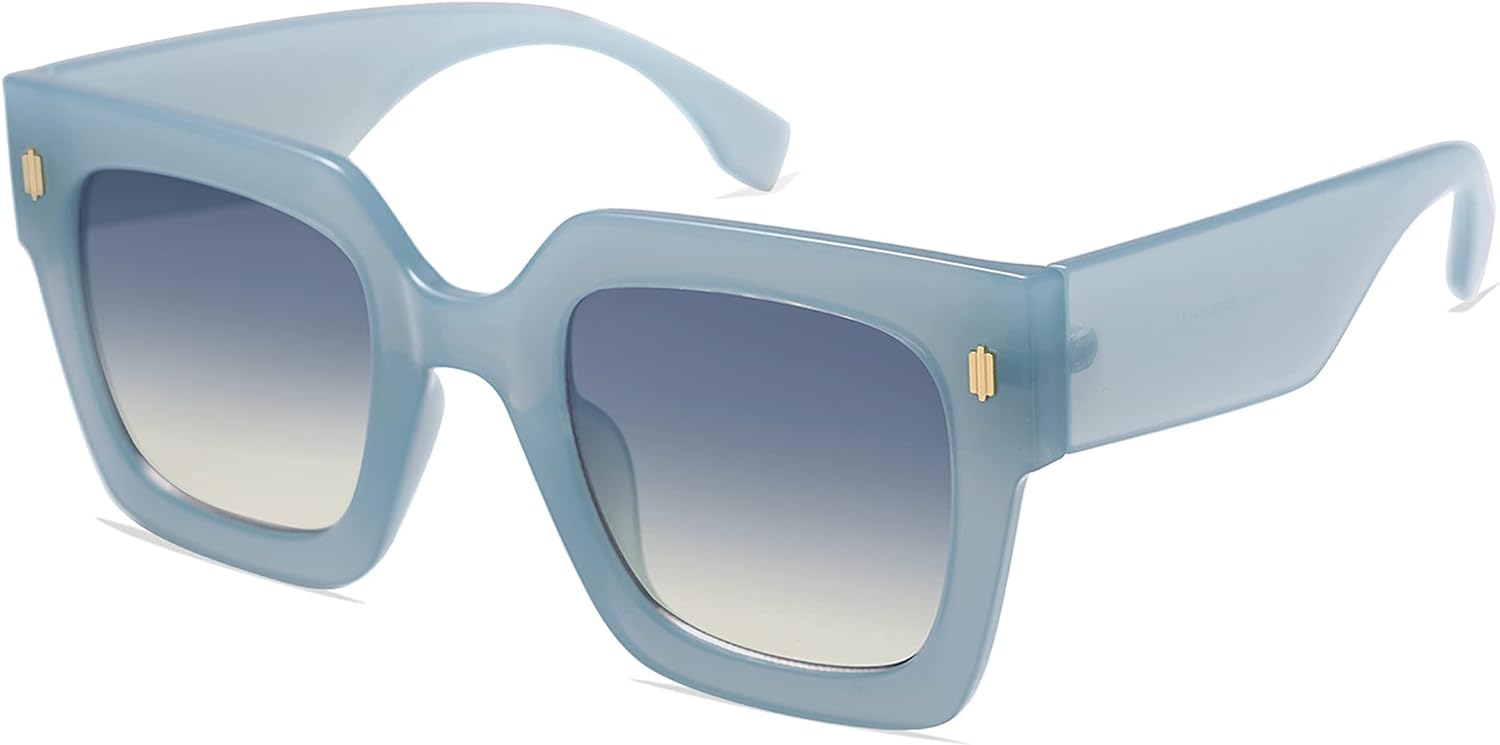SOJOS Vintage Oversized Square Sunglasses for WomenRetro Womens Luxury Big Sun Glasses UV400 Protection SJ2194Milky Blue