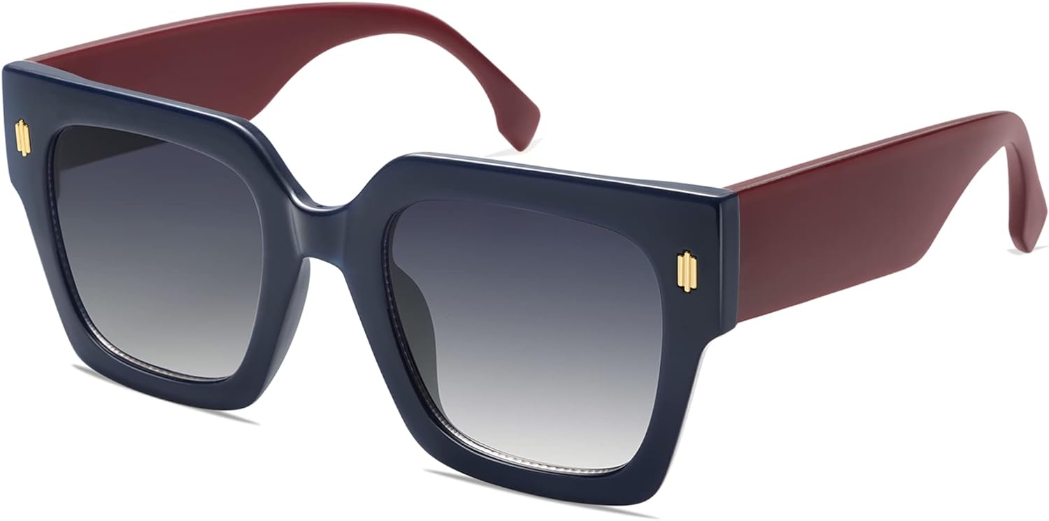 SOJOS Vintage Oversized Square Sunglasses for WomenRetro Womens Luxury Big Sun Glasses UV400 Protection SJ2194Milky NavyMilky Red