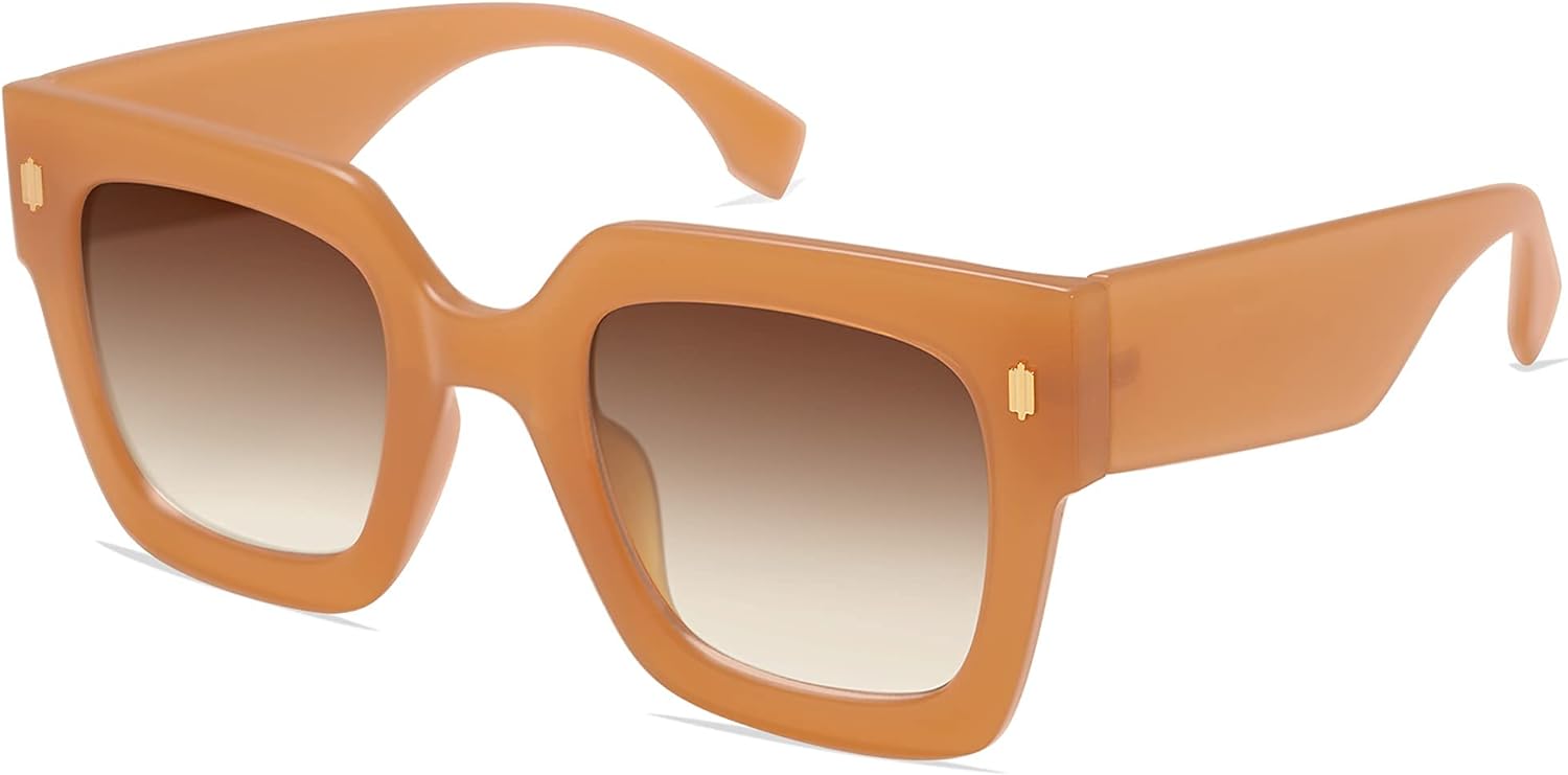 SOJOS Vintage Oversized Square Sunglasses for WomenRetro Womens Luxury Big Sun Glasses UV400 Protection SJ2194Milky Orange