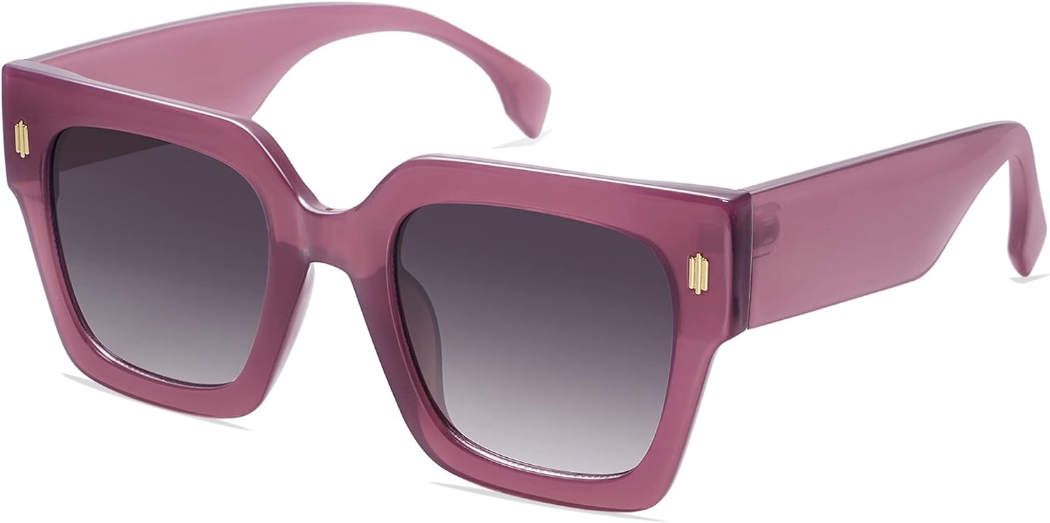 SOJOS Vintage Oversized Square Sunglasses for WomenRetro Womens Luxury Big Sun Glasses UV400 Protection SJ2194Milky Purple