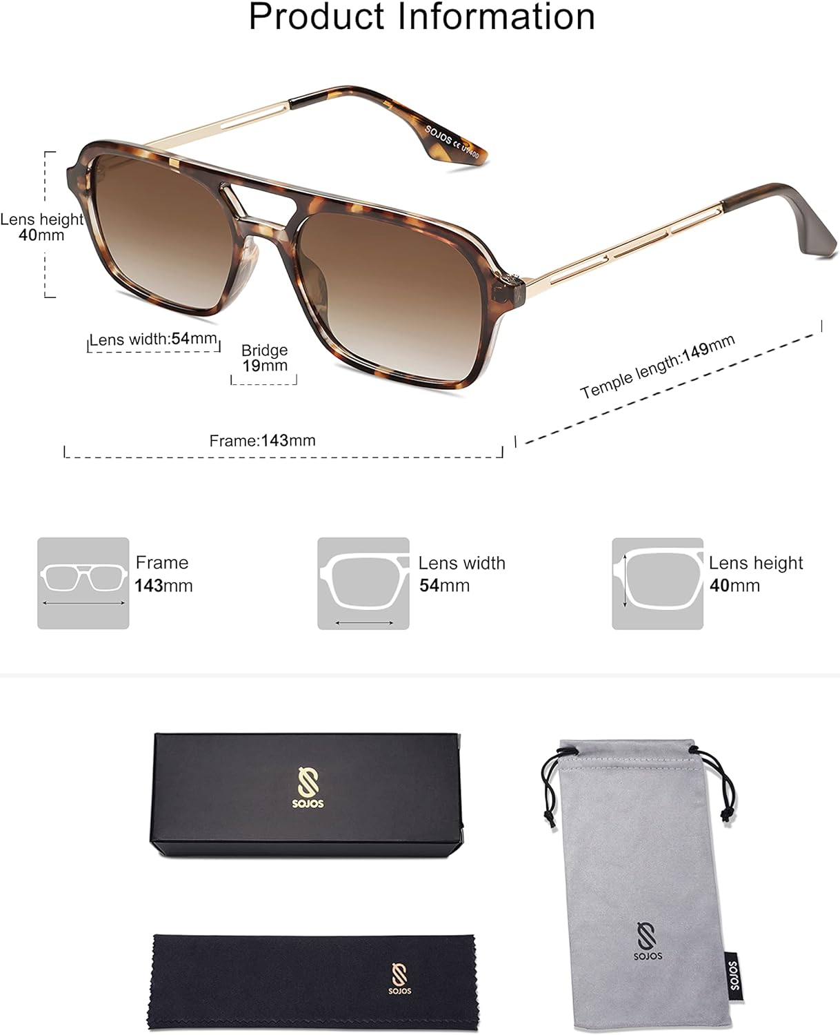 SOJOS Vintage Polarized Aviator Sunglasses for Women Men 70s Retro Flat Narraw Rectangular Womens Glasses SJ2186Brown Tortoise