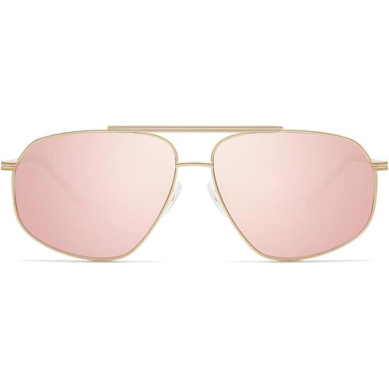SOJOS Classic Retro Hexagonal Aviator Sunglasses for Women Men Vintage Polygon Sunnies SJ1200GoldPink Mirrored