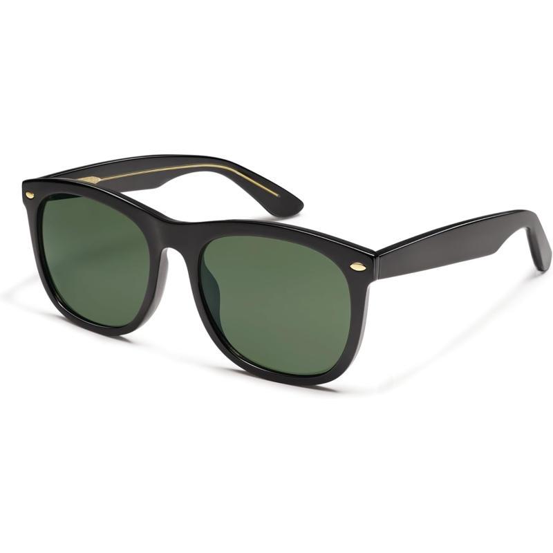 SOJOS Classic Square Sunglasses for Women Men Vintage Retro Oversized Womens UV400 Sun Glasses SJ2270Shiny BlackGreen