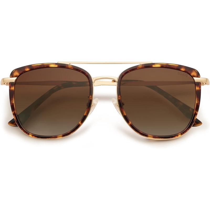 SOJOS Retro Aviator Square Polarized Sunglasses For Women MenVintage Womens Sun Glasses Shades UV400 SJ2180Brown TortoiseBrown Grading
