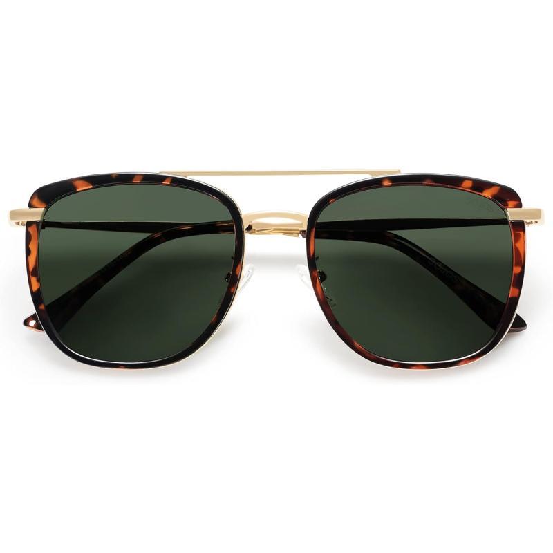 SOJOS Retro Aviator Square Polarized Sunglasses For Women MenVintage Womens Sun Glasses Shades UV400 SJ2180TortoiseGreen