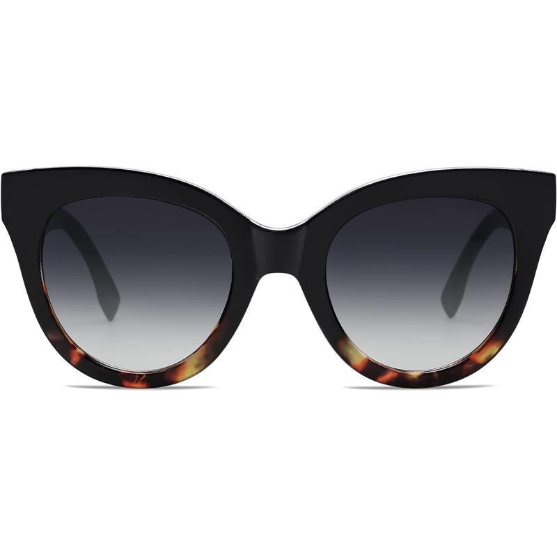 SOJOS Retro Oversized Cateye Sunglasses for Women Large Vintage Trendy Shades SJ2074BlackamptortoiseGrey