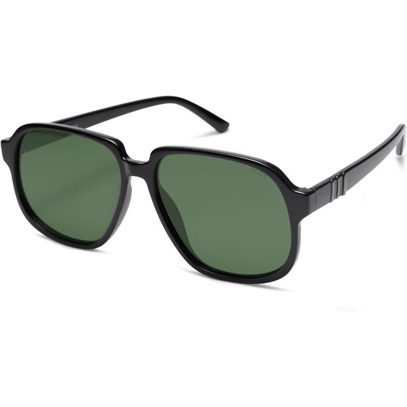 SOJOS Retro Vintage Square Polarized Sunglasses for Women Men 70s Stylish Oversized Sunnies SJ2272BlackDark Green