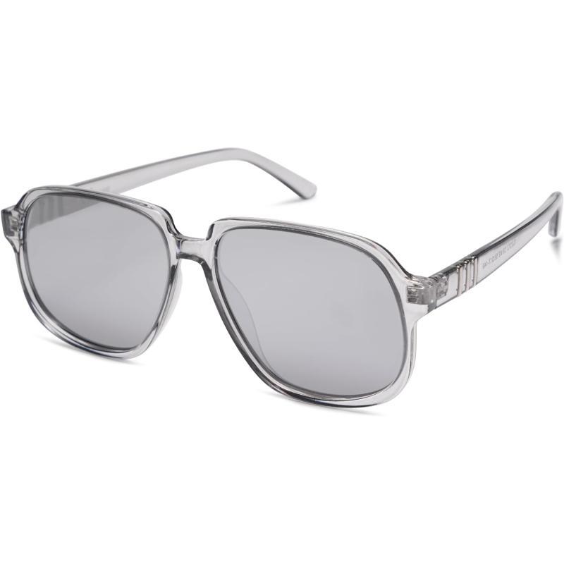 SOJOS Retro Vintage Square Polarized Sunglasses for Women Men 70s Stylish Oversized Sunnies SJ2272GreySilver Mirrored