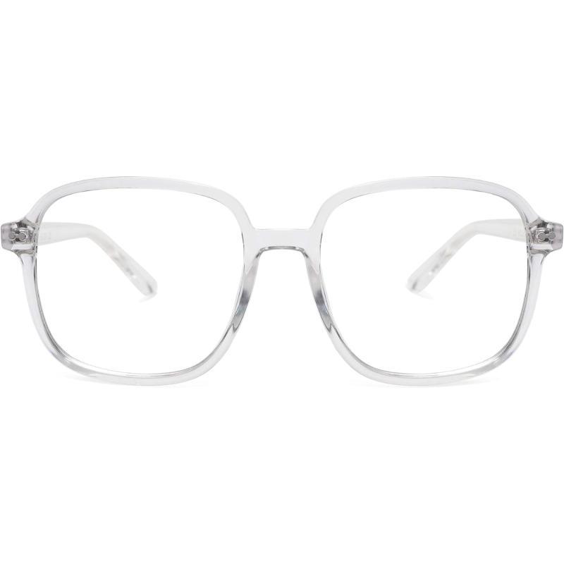 SOJOS Square Blue Light Blocking Glasses Oversized for Women TR90 Frame Filter SJ5081C2 Crystal Frame AntiBlue Light Lens