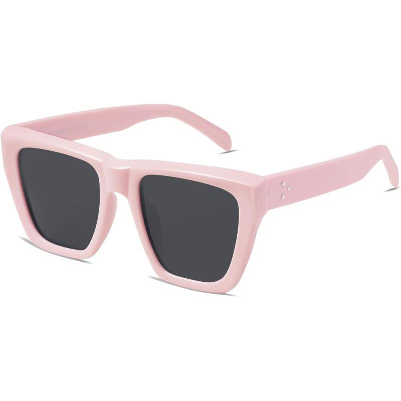 SOJOS Vintage Oversized Square Cat Eye Polarized Sunglasses for Women Trendy Fashion Cateye Style Sunglasses SJ2179Pink