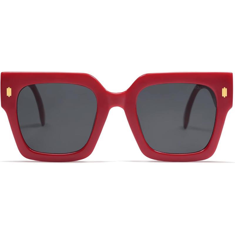 SOJOS Vintage Oversized Square Sunglasses for WomenRetro Womens Luxury Big Sun Glasses UV400 Protection SJ2194Red
