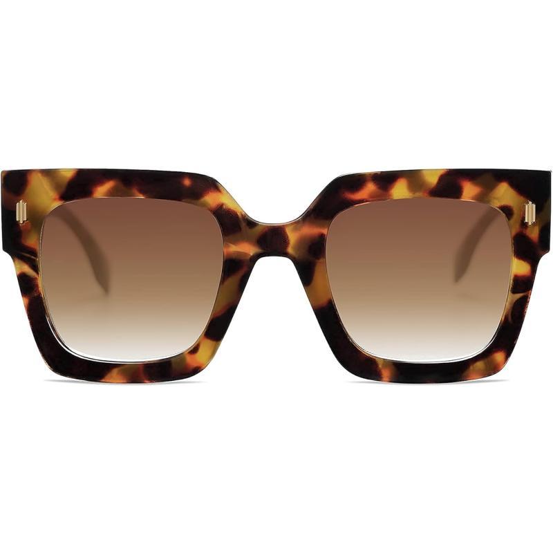 SOJOS Vintage Oversized Square Sunglasses for WomenRetro Womens Luxury Big Sun Glasses UV400 Protection SJ2194Tortoise Frame Gradient Brown Lens
