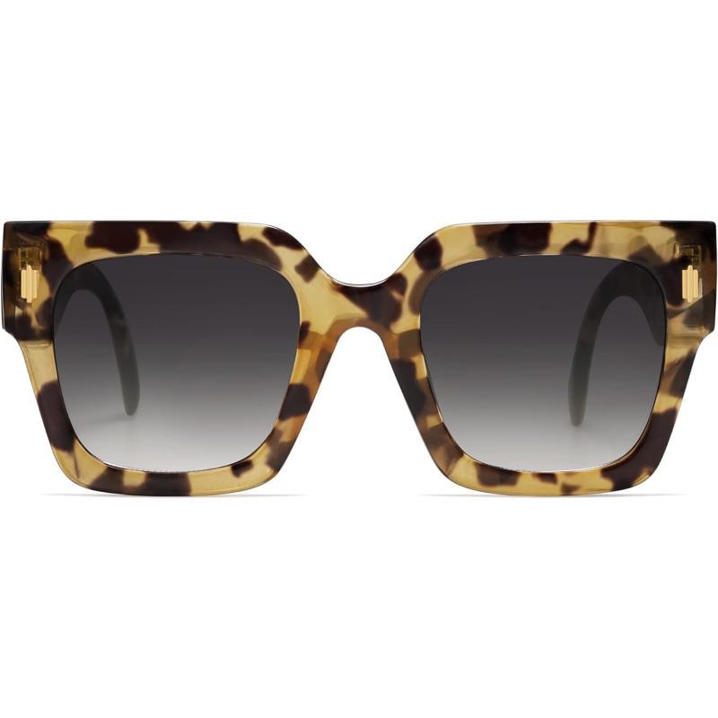 SOJOS Vintage Oversized Square Sunglasses for WomenRetro Womens Luxury Big Sun Glasses UV400 Protection SJ2194Yellow Leopard