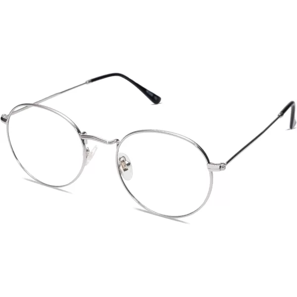 SOJOS Blue Light Blocking Computer Glasses Round Eyewear Anti Blue Light Lens SJ5024C5 Silver Frame AntiBlue Light Lens
